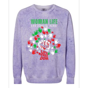 Womens Woman Life Freedom Iran Zan Zendegi Azadi Persian Colorblast Crewneck Sweatshirt