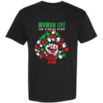 Womens Woman Life Freedom Iran Zan Zendegi Azadi Persian Garment-Dyed Heavyweight T-Shirt