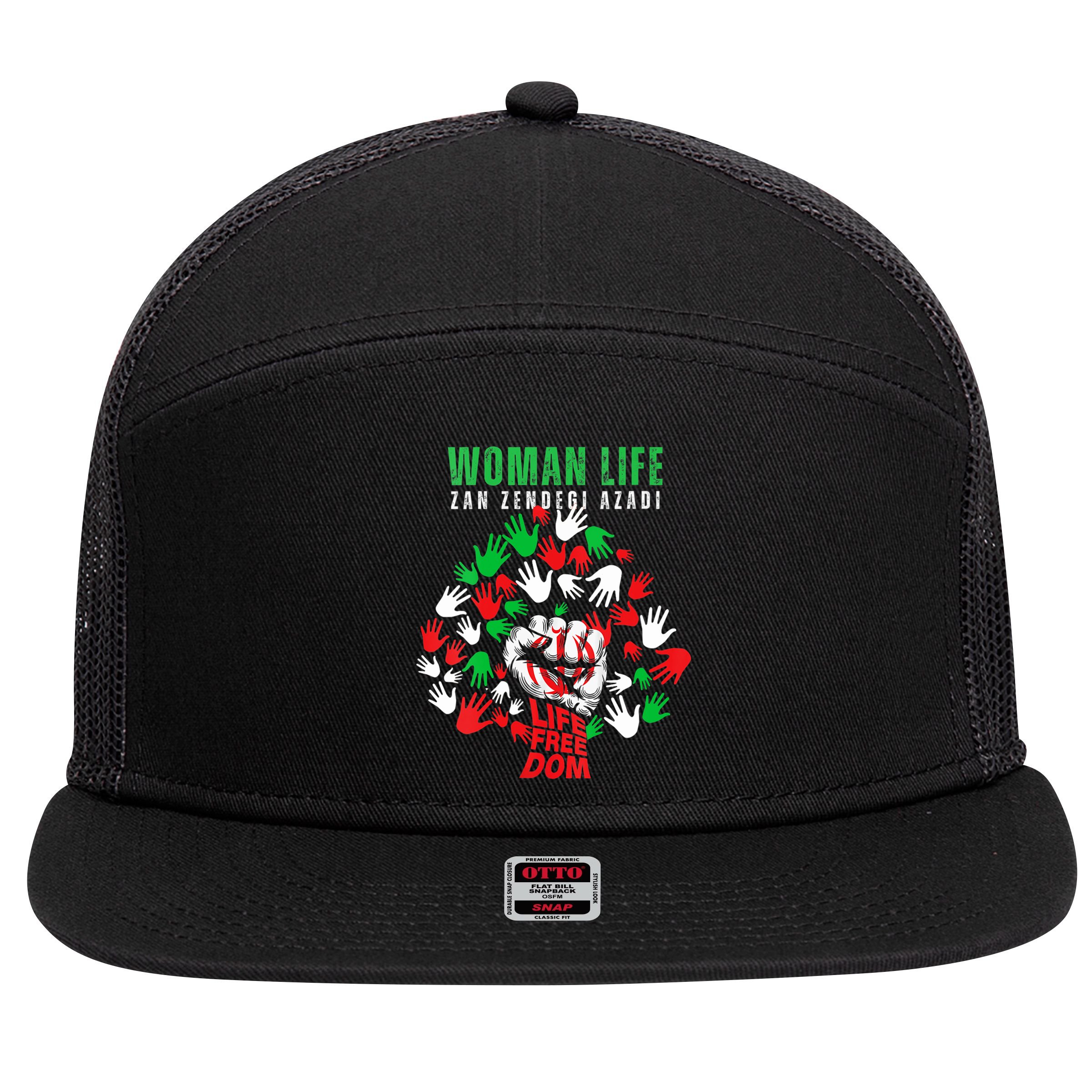 Womens Woman Life Freedom Iran Zan Zendegi Azadi Persian 7 Panel Mesh Trucker Snapback Hat
