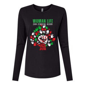 Womens Woman Life Freedom Iran Zan Zendegi Azadi Persian Womens Cotton Relaxed Long Sleeve T-Shirt