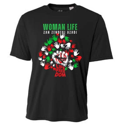 Womens Woman Life Freedom Iran Zan Zendegi Azadi Persian Cooling Performance Crew T-Shirt