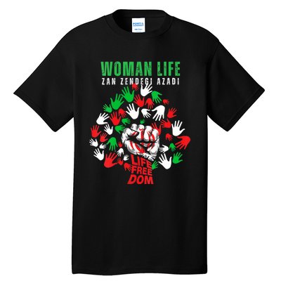 Womens Woman Life Freedom Iran Zan Zendegi Azadi Persian Tall T-Shirt