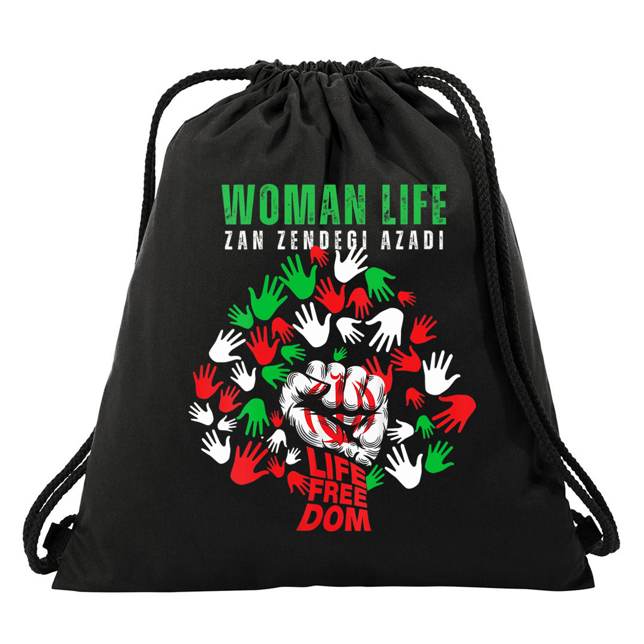 Womens Woman Life Freedom Iran Zan Zendegi Azadi Persian Drawstring Bag
