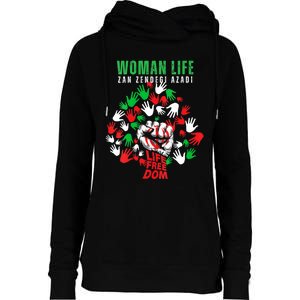 Womens Woman Life Freedom Iran Zan Zendegi Azadi Persian Womens Funnel Neck Pullover Hood