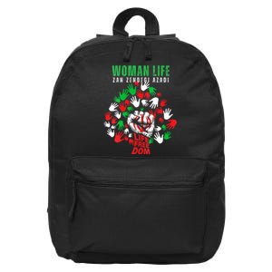 Womens Woman Life Freedom Iran Zan Zendegi Azadi Persian 16 in Basic Backpack