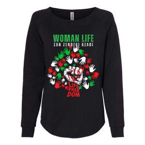 Womens Woman Life Freedom Iran Zan Zendegi Azadi Persian Womens California Wash Sweatshirt