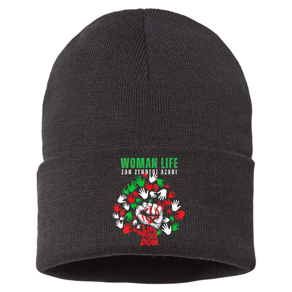 Womens Woman Life Freedom Iran Zan Zendegi Azadi Persian Sustainable Knit Beanie