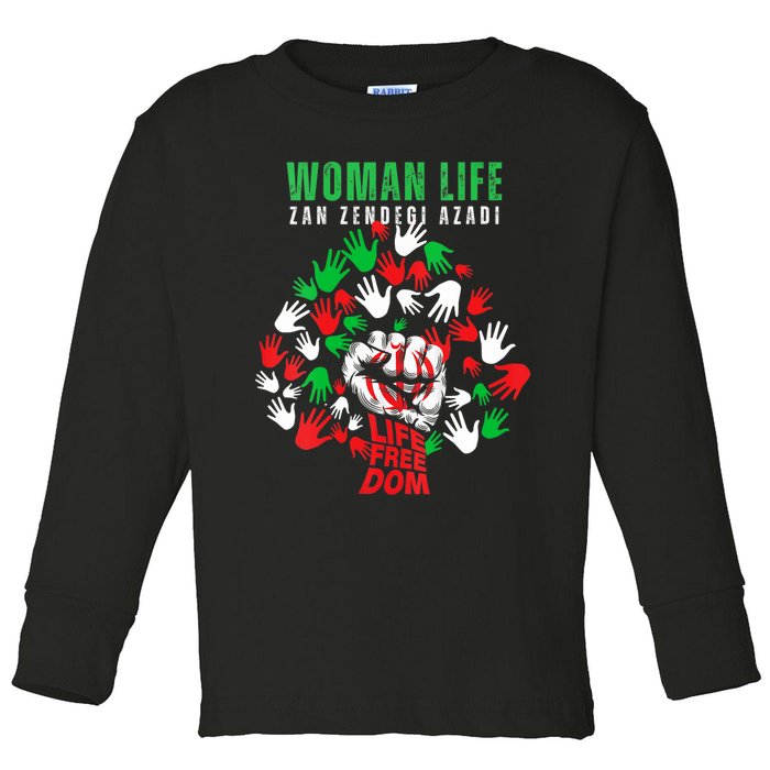 Womens Woman Life Freedom Iran Zan Zendegi Azadi Persian Toddler Long Sleeve Shirt