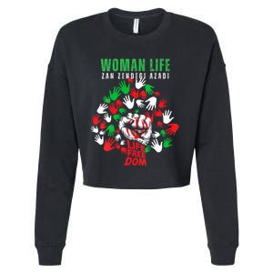 Womens Woman Life Freedom Iran Zan Zendegi Azadi Persian Cropped Pullover Crew