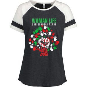 Womens Woman Life Freedom Iran Zan Zendegi Azadi Persian Enza Ladies Jersey Colorblock Tee