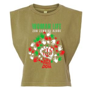 Womens Woman Life Freedom Iran Zan Zendegi Azadi Persian Garment-Dyed Women's Muscle Tee