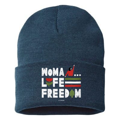 Womens Woman Life Freedom Sustainable Knit Beanie