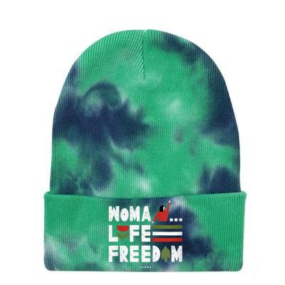 Womens Woman Life Freedom Tie Dye 12in Knit Beanie