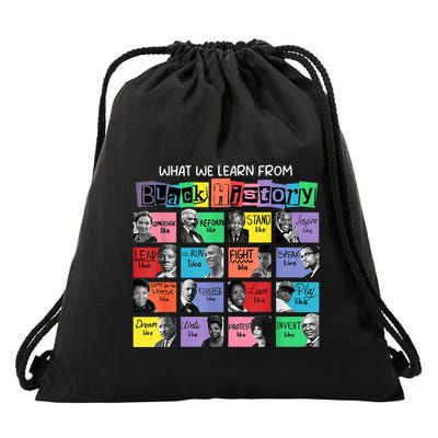 What We Learn From Black History Drawstring Bag