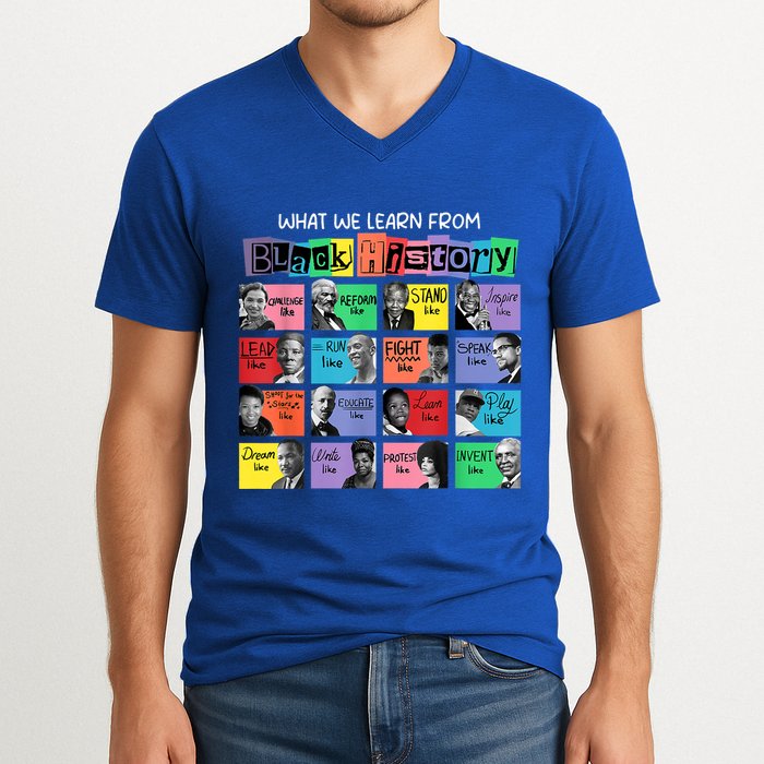 What We Learn From Black History V-Neck T-Shirt