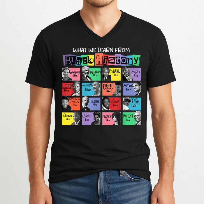 What We Learn From Black History V-Neck T-Shirt