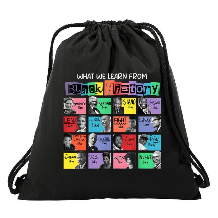 What We Learn From Black History Drawstring Bag