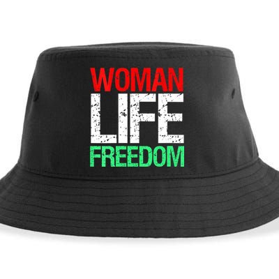 Wo WOMAN LIFE FREEDOM IRAN Iranian Patriotic Slogan Vintage Sustainable Bucket Hat