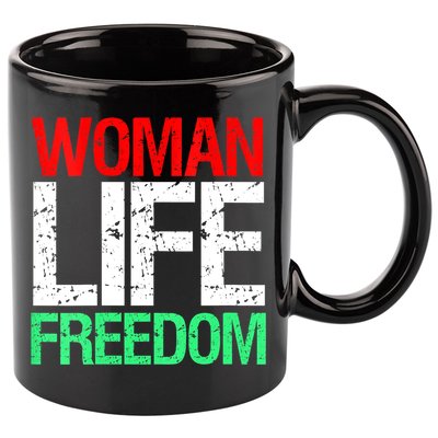 Wo WOMAN LIFE FREEDOM IRAN Iranian Patriotic Slogan Vintage 11oz C Handle Ceramic Mug