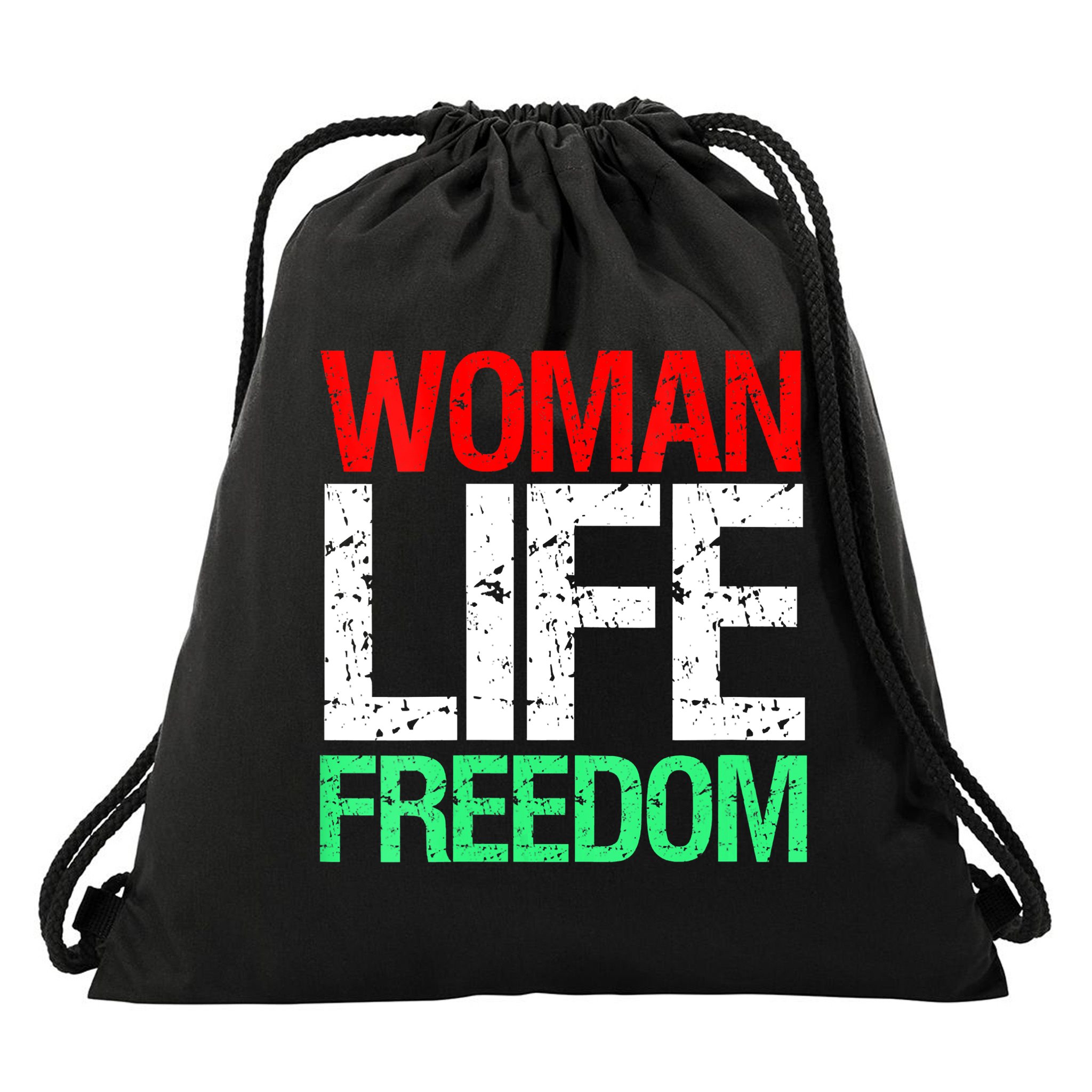 Wo WOMAN LIFE FREEDOM IRAN Iranian Patriotic Slogan Vintage Drawstring Bag