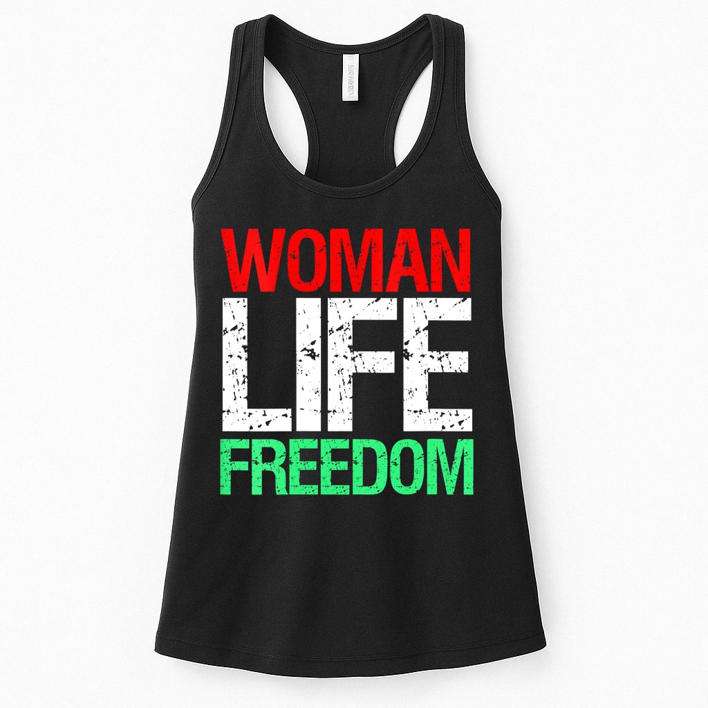 Wo WOMAN LIFE FREEDOM IRAN Iranian Patriotic Slogan Vintage Womens Tank Top
