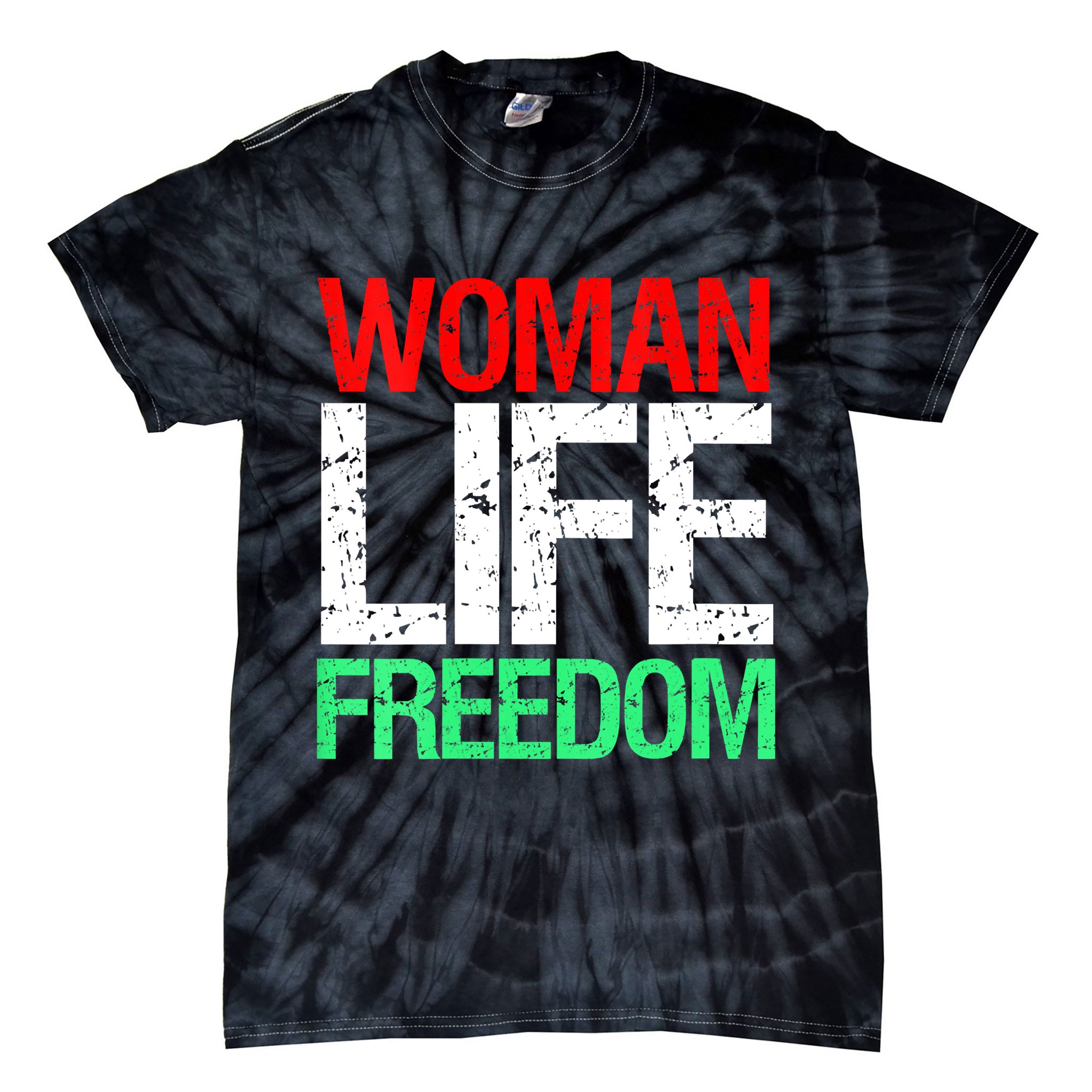Wo WOMAN LIFE FREEDOM IRAN Iranian Patriotic Slogan Vintage Tie-Dye T-Shirt