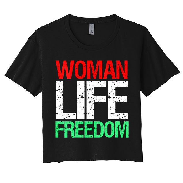 Wo WOMAN LIFE FREEDOM IRAN Iranian Patriotic Slogan Vintage Crop Top