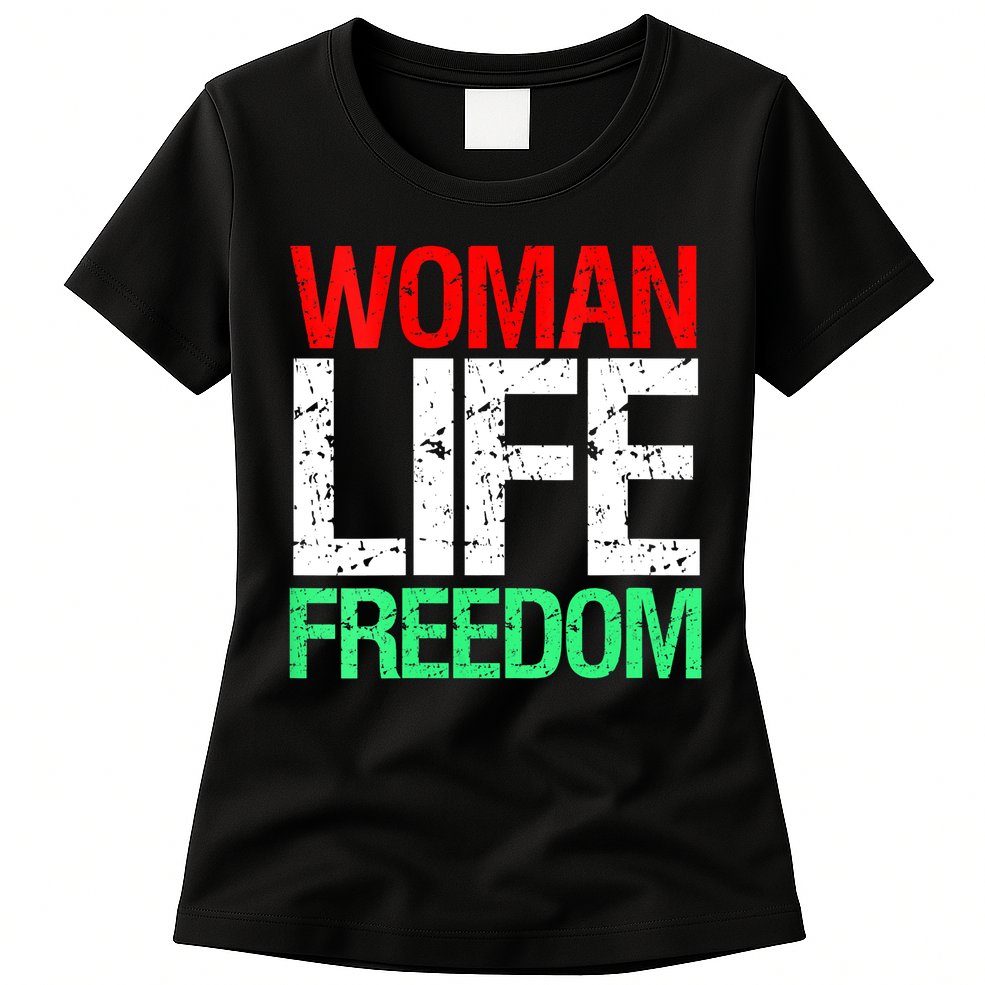Wo WOMAN LIFE FREEDOM IRAN Iranian Patriotic Slogan Vintage Womens T-Shirt