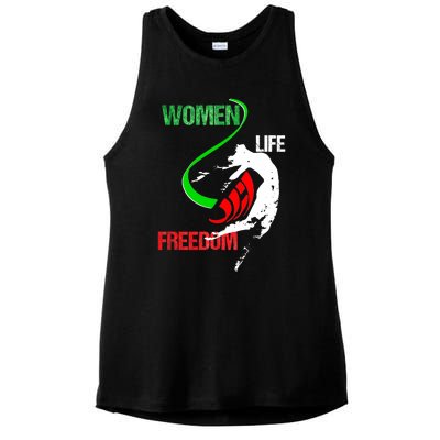 Wo Woman Life Freedom Zan Zendegi Azadi Iran Freedom Ladies PosiCharge Tri-Blend Wicking Tank