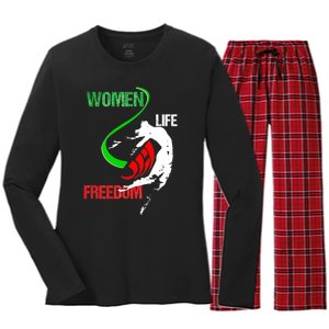 Wo Woman Life Freedom Zan Zendegi Azadi Iran Freedom Women's Long Sleeve Flannel Pajama Set 