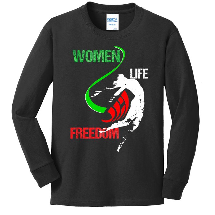 Wo Woman Life Freedom Zan Zendegi Azadi Iran Freedom Kids Long Sleeve Shirt