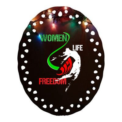 Wo Woman Life Freedom Zan Zendegi Azadi Iran Freedom Ceramic Oval Ornament