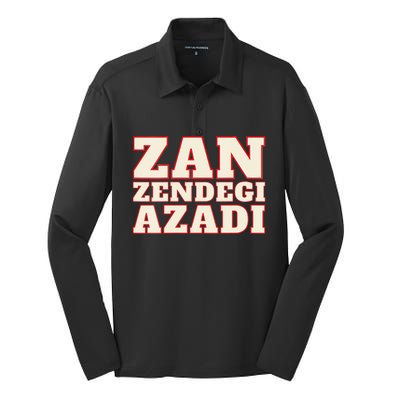 Womens Woman Life Freedom Iran Zan Zendegi Azadi Persian Silk Touch Performance Long Sleeve Polo