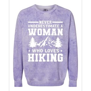 Women Who Love Hiking Graphic Colorblast Crewneck Sweatshirt