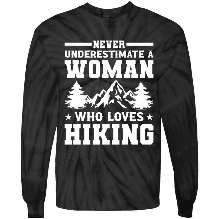 Women Who Love Hiking Graphic Tie-Dye Long Sleeve Shirt