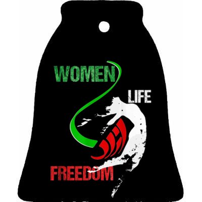 Wos Woman Life Freedom Zan Zendegi Azadi Iran Freedom Ceramic Bell Ornament