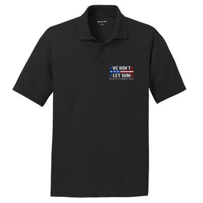 We WonT Let Him Kamala Harris Support 2024 In American Flag PosiCharge RacerMesh Polo