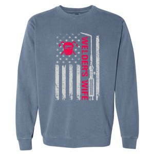 Welder's Wife Life American Usa Flag Welding For Mom Gift Garment-Dyed Sweatshirt