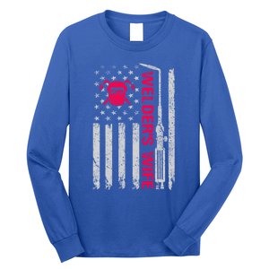 Welder's Wife Life American Usa Flag Welding For Mom Gift Long Sleeve Shirt