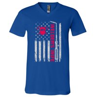 Welder's Wife Life American Usa Flag Welding For Mom Gift V-Neck T-Shirt