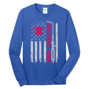 Welder's Wife Life American Usa Flag Welding For Mom Gift Tall Long Sleeve T-Shirt