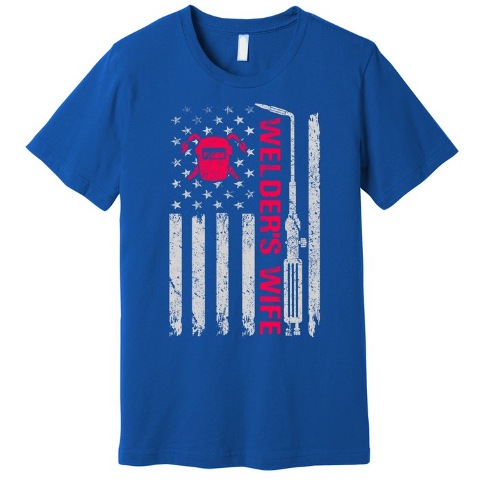 Welder's Wife Life American Usa Flag Welding For Mom Gift Premium T-Shirt