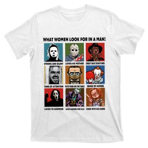 What Woman Look For In A Man Horror Characters Portrait Halloween T-Shirt