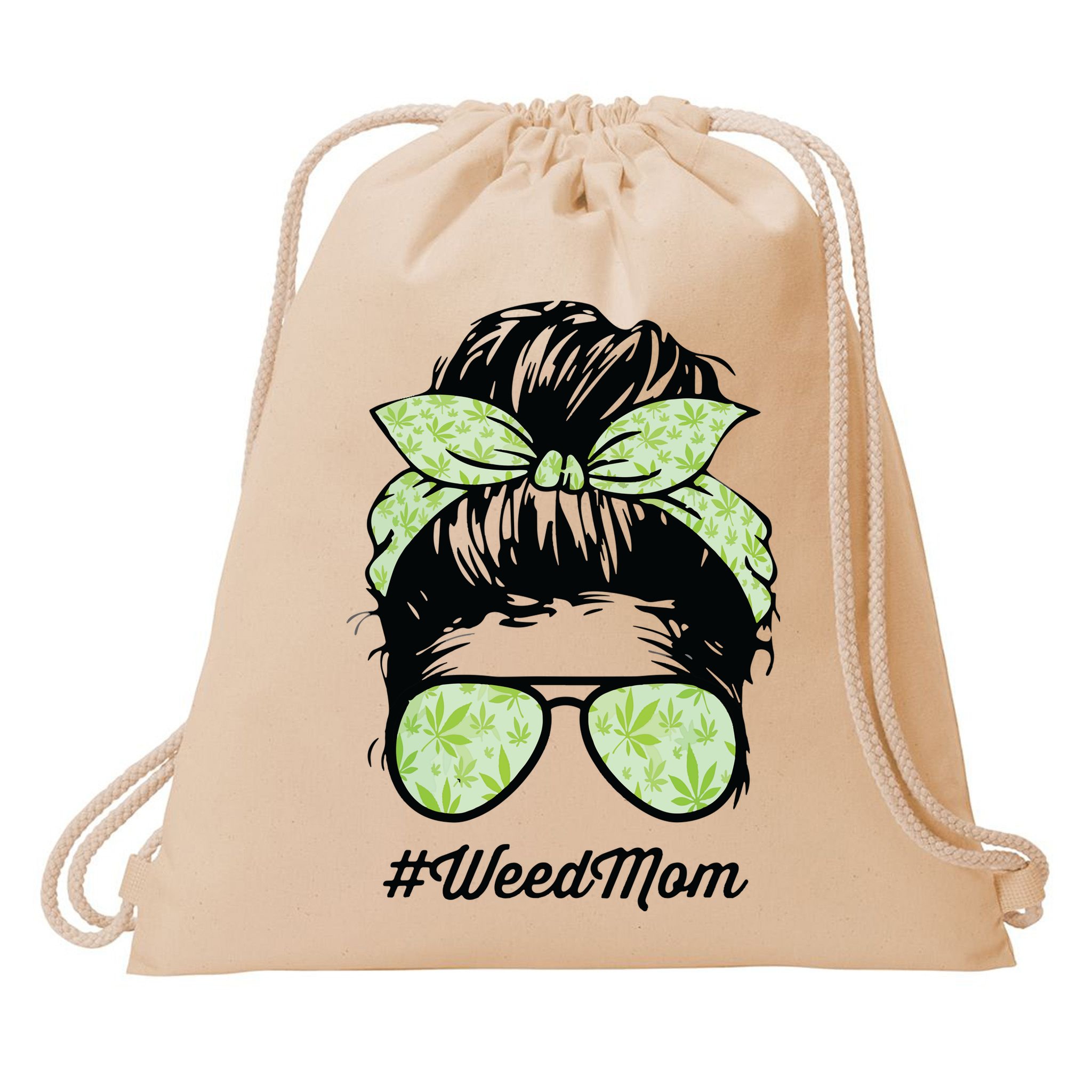 Womens Weed Mom Life With Leopard Mom Marijuana Weed Lover Drawstring Bag