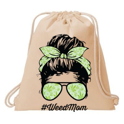 Womens Weed Mom Life With Leopard Mom Marijuana Weed Lover Drawstring Bag