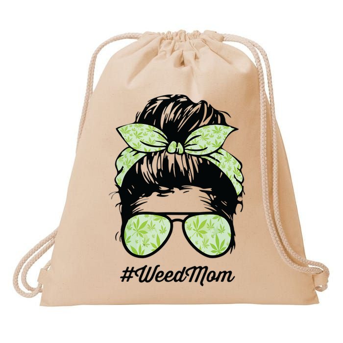 Womens Weed Mom Life With Leopard Mom Marijuana Weed Lover Drawstring Bag