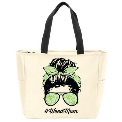 Womens Weed Mom Life With Leopard Mom Marijuana Weed Lover Zip Tote Bag