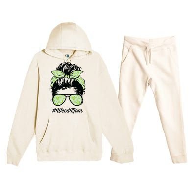 Womens Weed Mom Life With Leopard Mom Marijuana Weed Lover Premium Hooded Sweatsuit Set