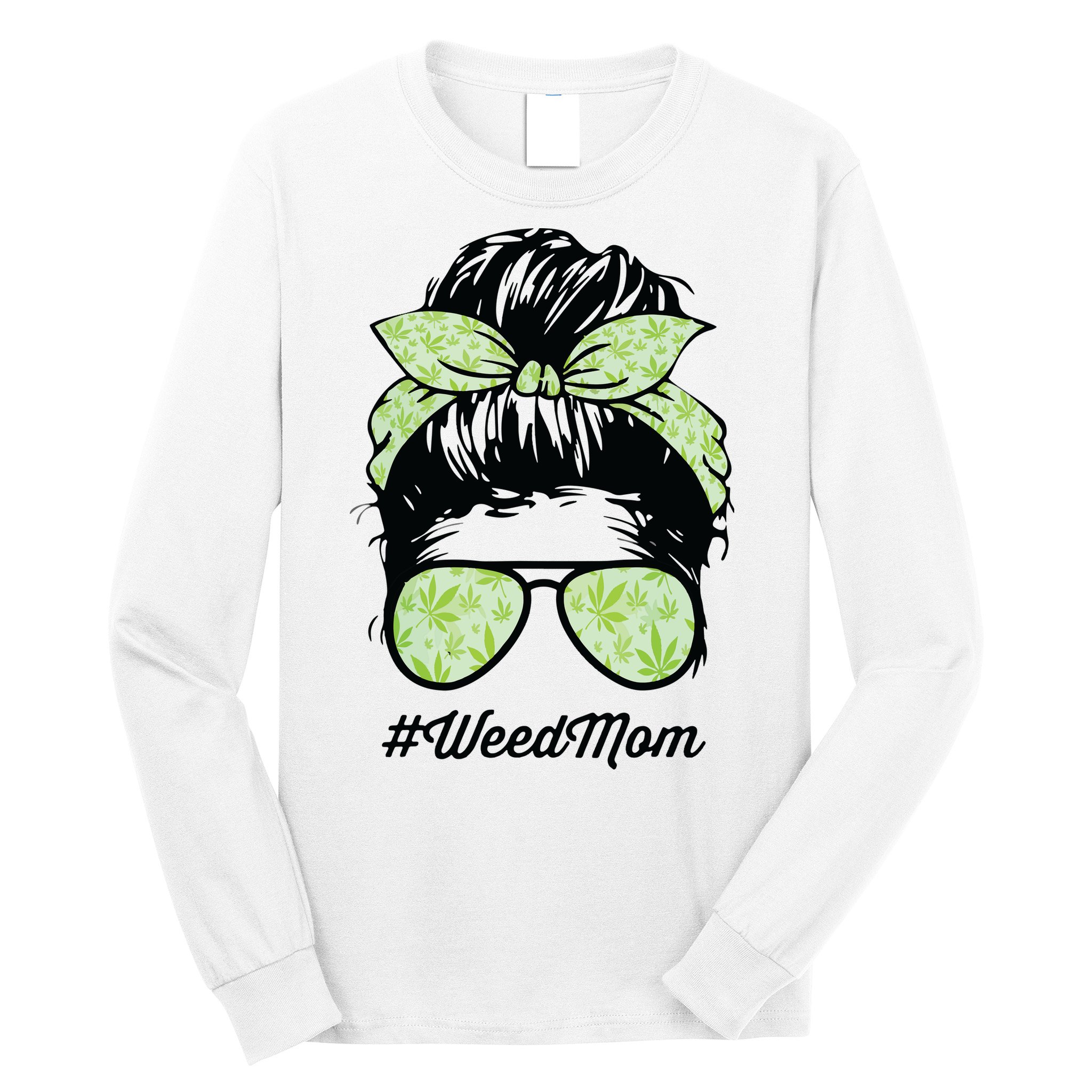 Womens Weed Mom Life With Leopard Mom Marijuana Weed Lover Long Sleeve Shirt