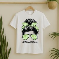 Womens Weed Mom Life With Leopard Mom Marijuana Weed Lover T-Shirt